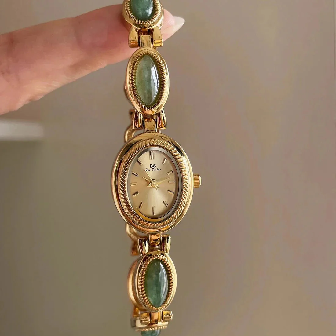 Aubrette Elegant Jade Bracelet Watch - Image 2