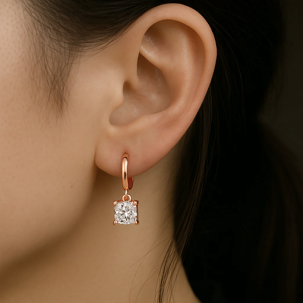 Aurora Square Drop Earrings | Rose gold 16k - Image 2