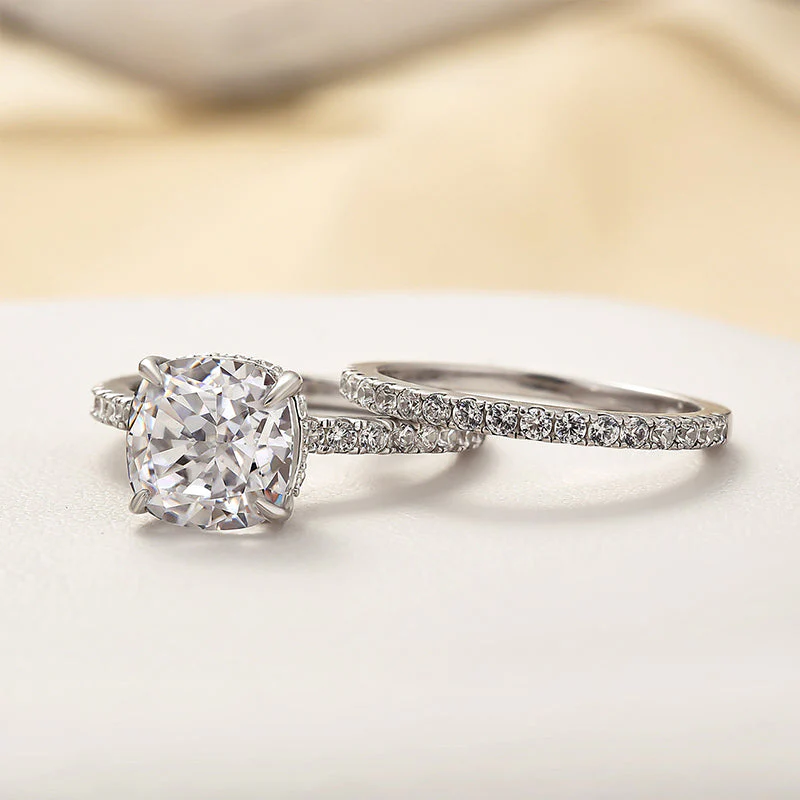 Bridal Cushion 2PC Ring Set | White Gold 16k - Image 2