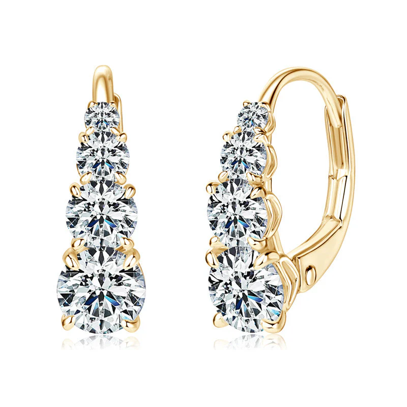 Carol four stone earrings | White gold 16k - Image 2