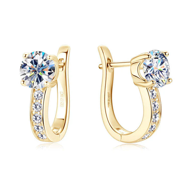 Channel Moissanite Huggie Earrings | White gold 18k - Image 2
