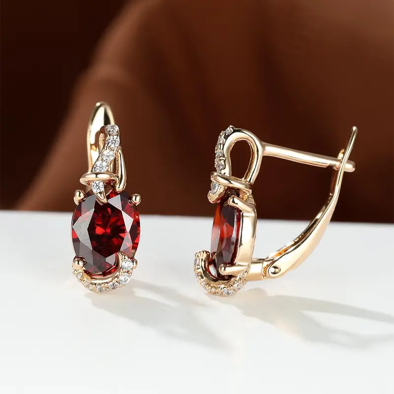 Crimson Twilight Drop Earrings | Gold 16k - Image 2