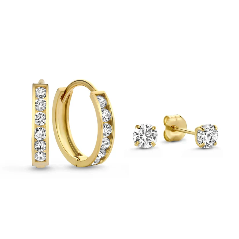 Dara Brillane Stone Earrings Set | White Gold 14k - Image 2