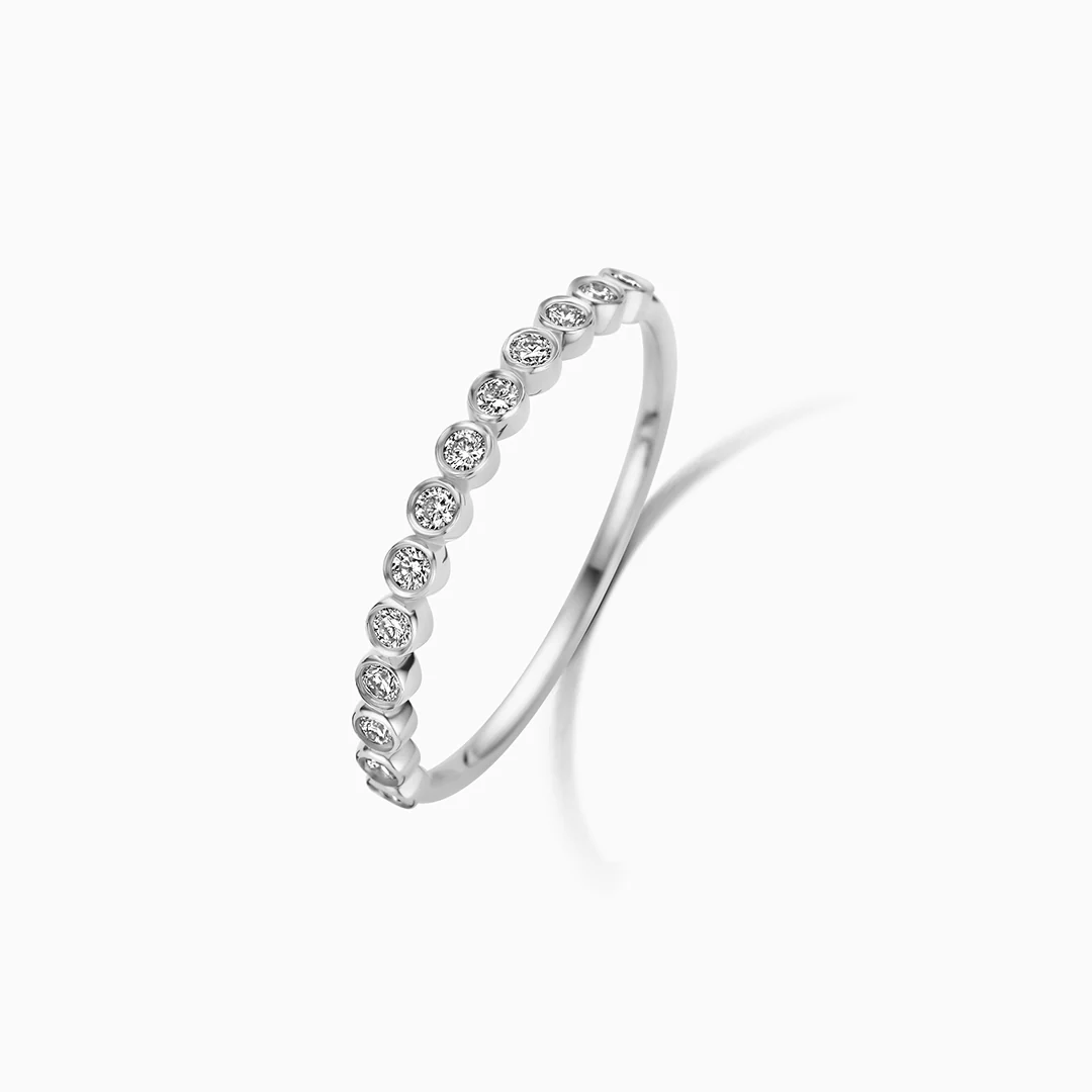 Diamond Bubble Ring | White Gold 14k