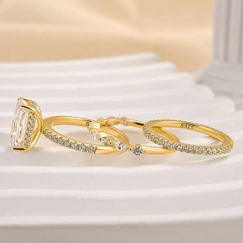 Jaily 3PC Wedding Ring Set | White Gold 18k - Image 4