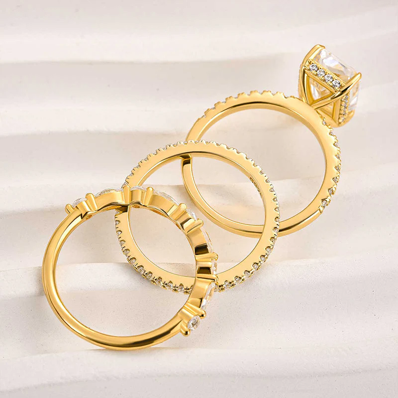Jaily 3PC Wedding Ring Set | White Gold 18k - Image 3