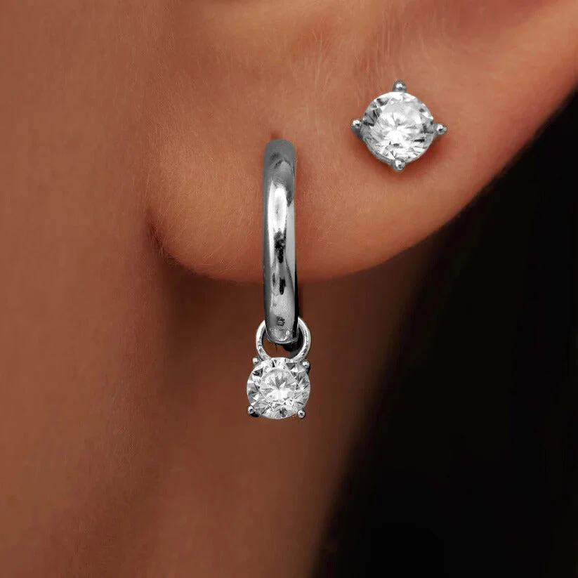 Larmes de Lune Stone Stud Earrings | White Gold 14k - Image 5