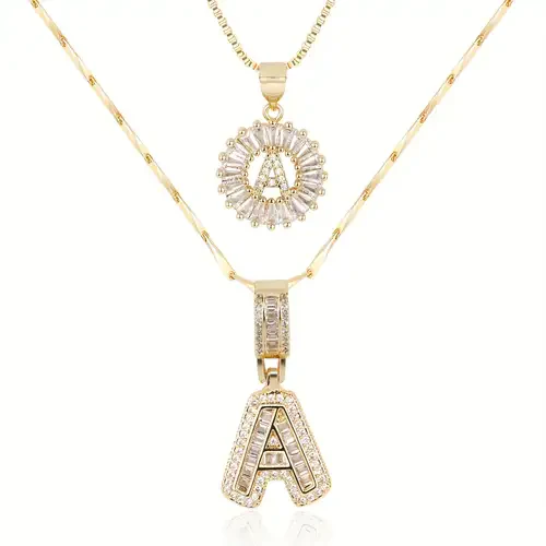 Moissanite letter initial necklace set | White Gold 18k - Image 2