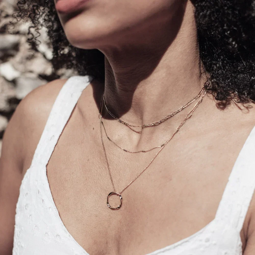 Open Circle Three Row Necklace | Gold 18k - Image 3