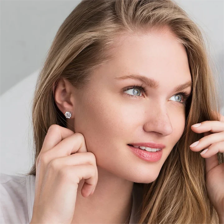 Moissanite Screw Back Earrings | White Gold 16k - Image 2