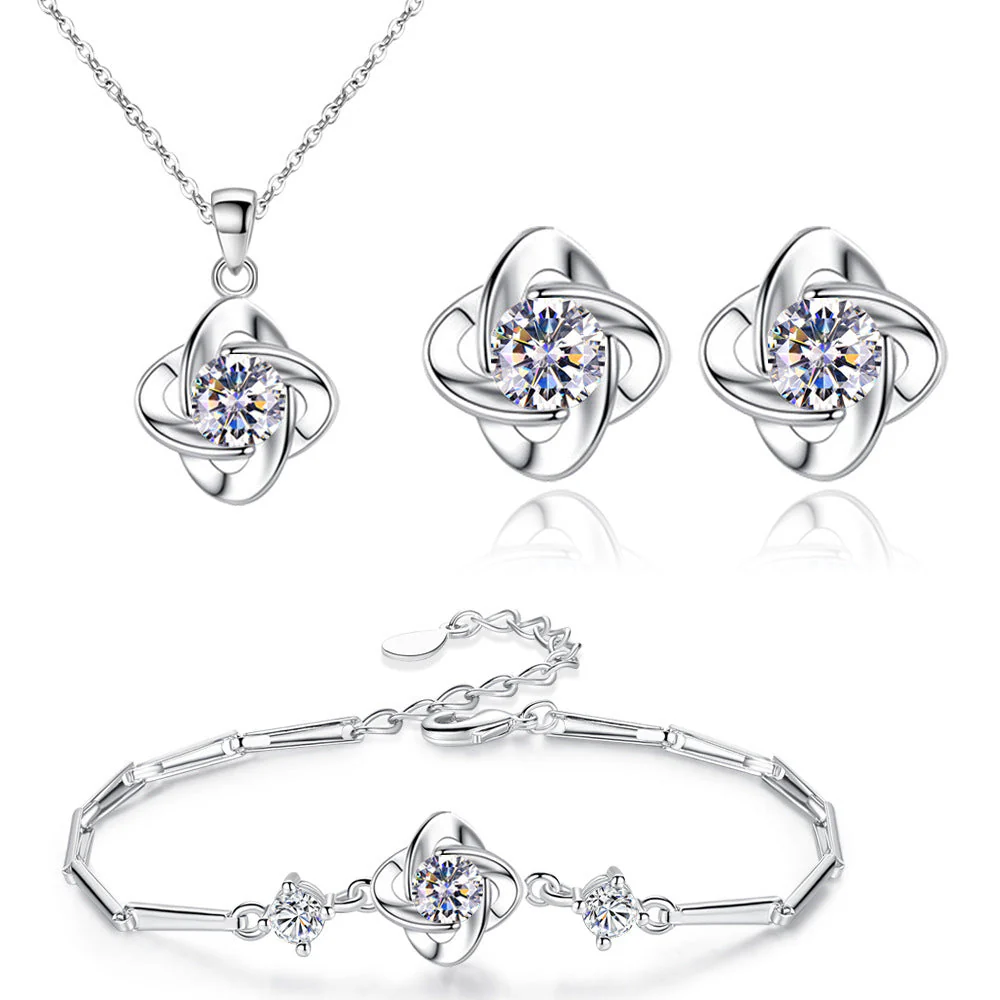 Seren Clover Loop Set | White Gold 16k