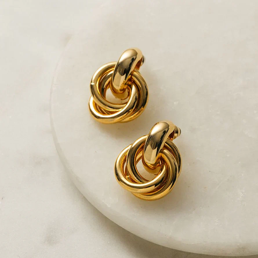 Statement Interlocking Earrings | White Gold 14k - Image 6