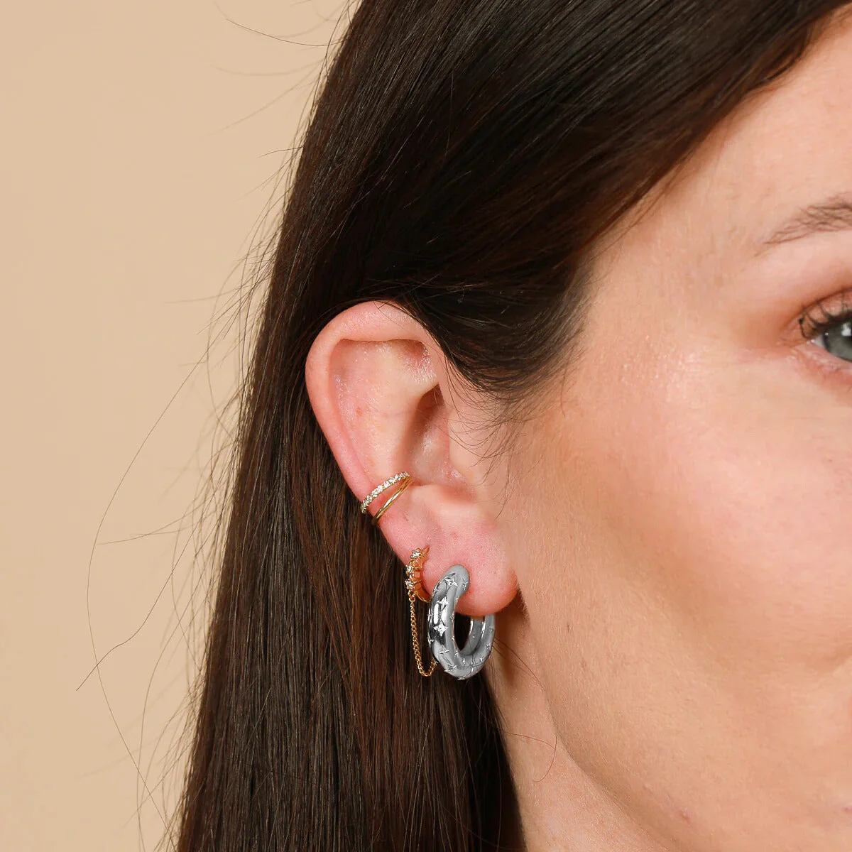 Cosmic Hoop Earrings | White Gold 16k - Image 4